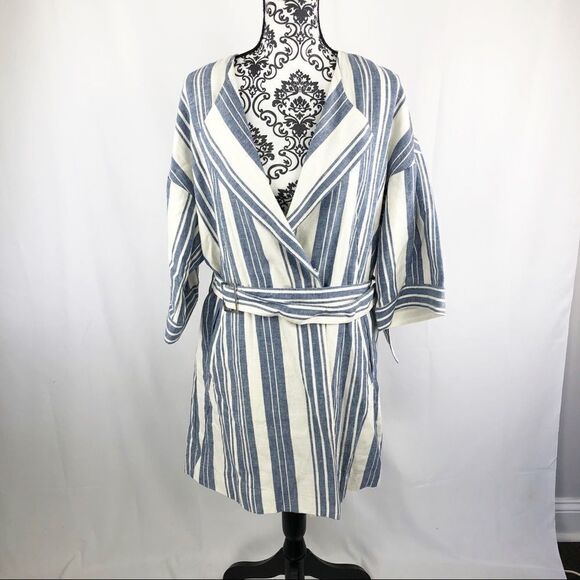 Anthro Elevenses North Channel Stripe Linen Jacket - Picture 2 of 10